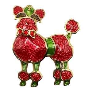 Edgar BEREBI Vintage Articulated POODLE Dog Brooch Enamel Signed Costume Jewelry
